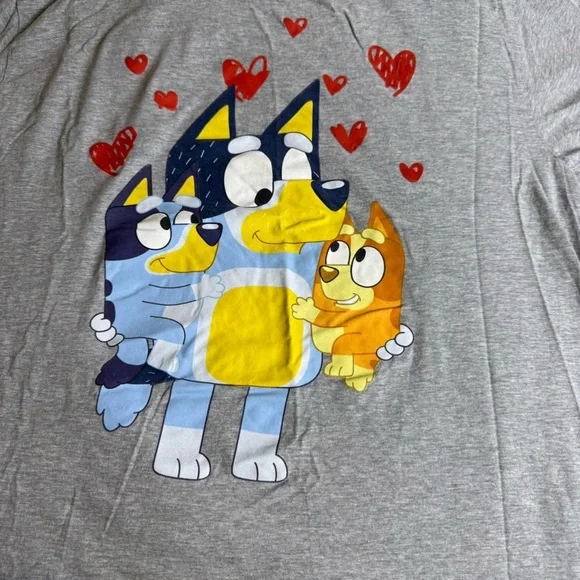 Bluey Adult Graphic T-Shirt Grey Cartoon Tee XL - Picture 4 of 7